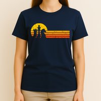 Vintage Chess Player Retro Sunset Design Chess Pieces T-Shirt