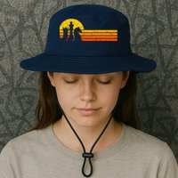 Vintage Chess Player Retro Sunset Design Chess Pieces Bucket Hat