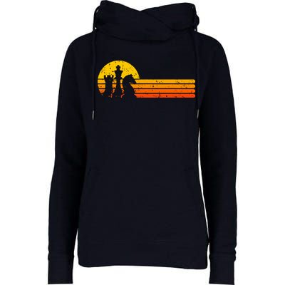 Vintage Chess Player Retro Sunset Design Chess Pieces Womens Funnel Neck Pullover Hood