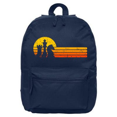 Vintage Chess Player Retro Sunset Design Chess Pieces 16 in Basic Backpack