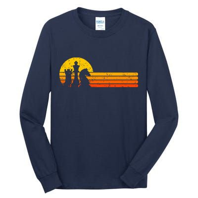 Vintage Chess Player Retro Sunset Design Chess Pieces Tall Long Sleeve T-Shirt