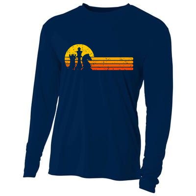 Vintage Chess Player Retro Sunset Design Chess Pieces Cooling Performance Long Sleeve Crew