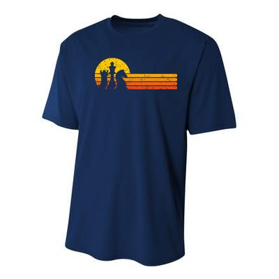 Vintage Chess Player Retro Sunset Design Chess Pieces Youth Performance Sprint T-Shirt