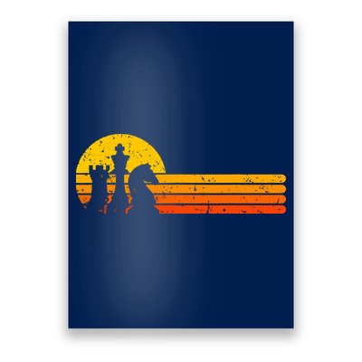 Vintage Chess Player Retro Sunset Design Chess Pieces Poster
