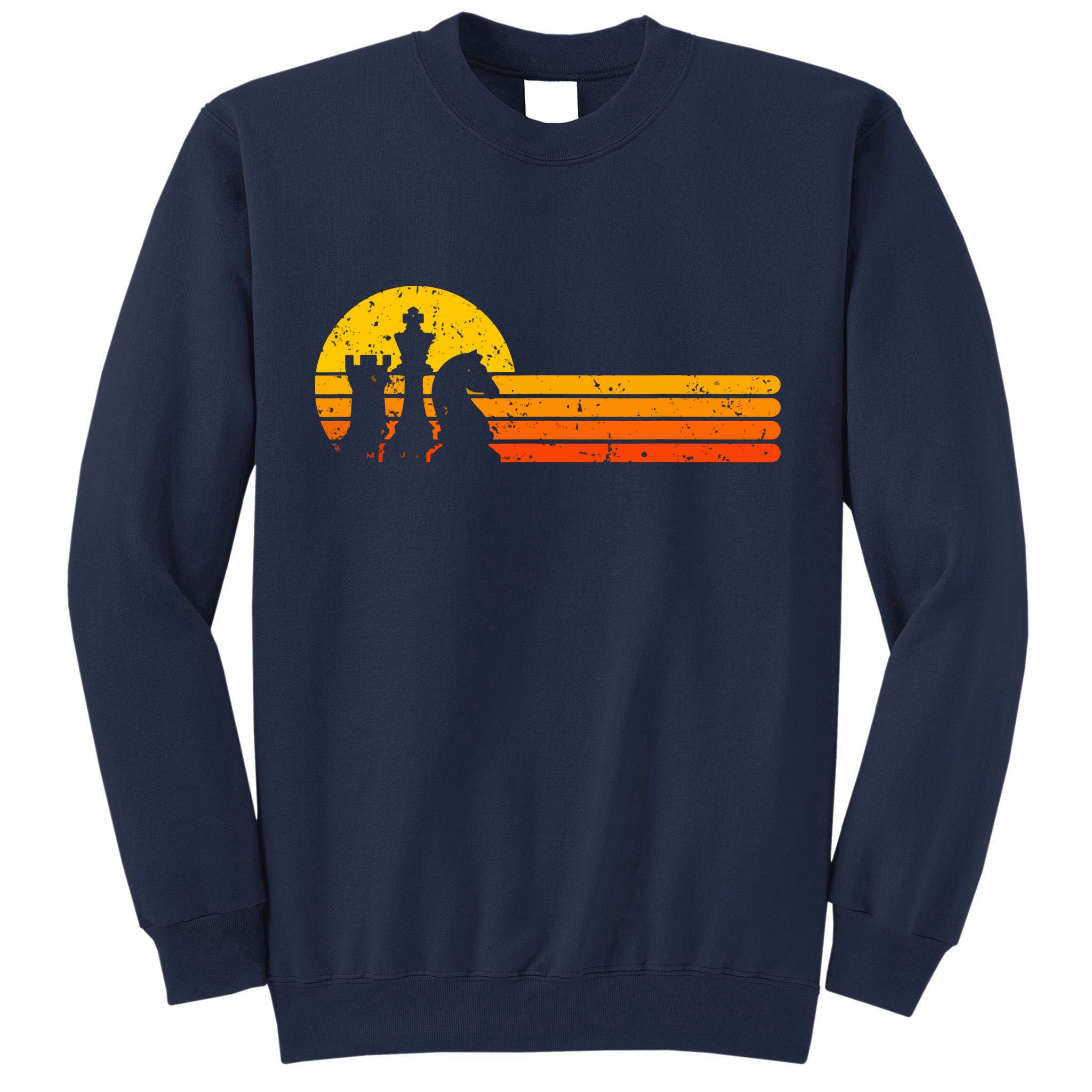 Vintage Chess Player Retro Sunset Design Chess Pieces Tall Sweatshirt