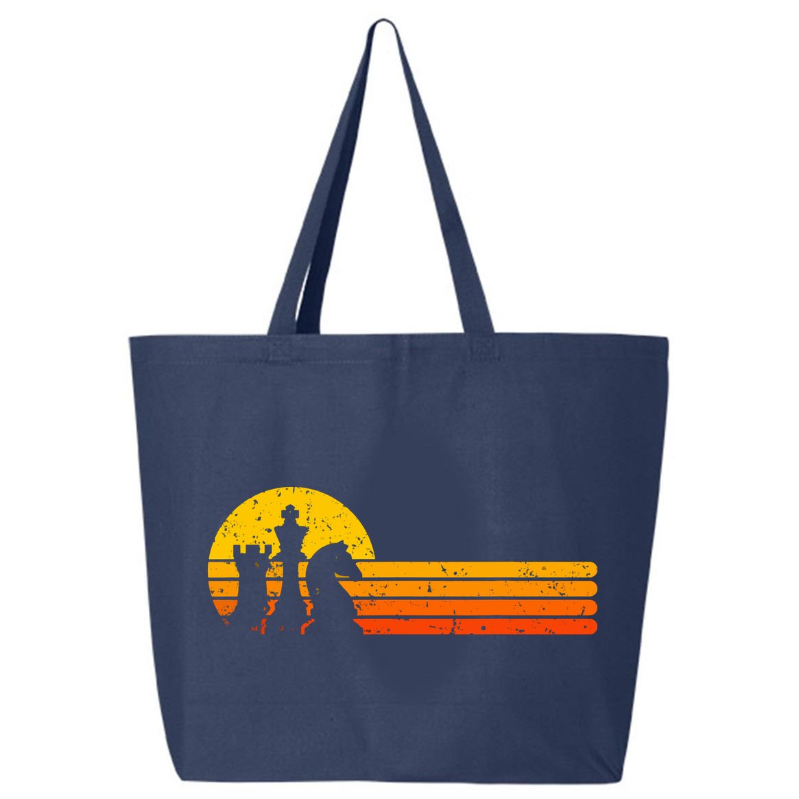 Vintage Chess Player Retro Sunset Design Chess Pieces 25L Jumbo Tote