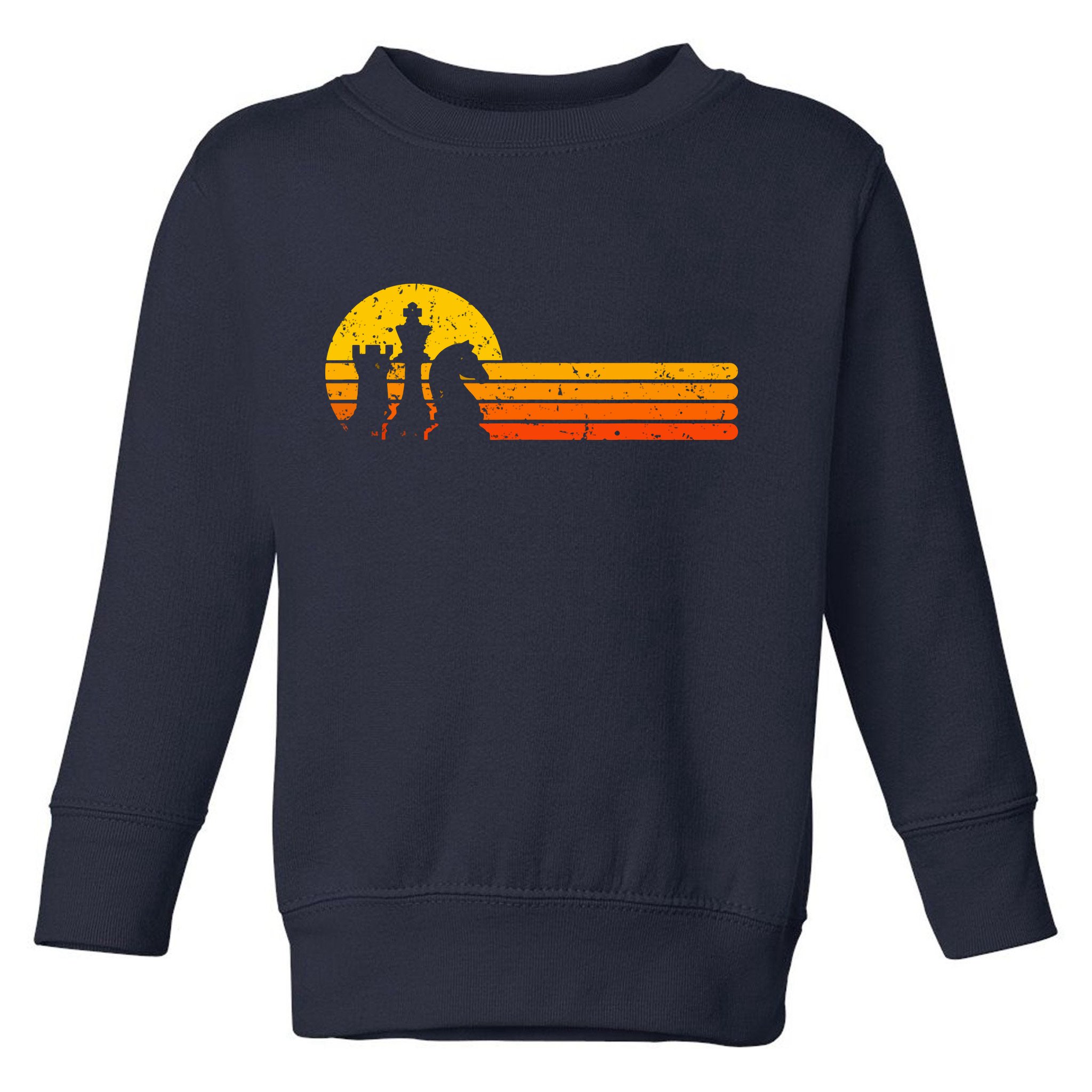 Vintage Chess Player Retro Sunset Design Chess Pieces Toddler Sweatshirt