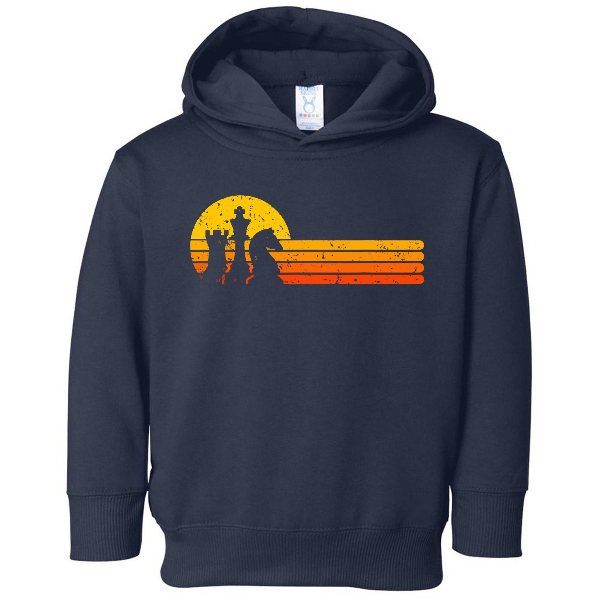 Vintage Chess Player Retro Sunset Design Chess Pieces Toddler Hoodie