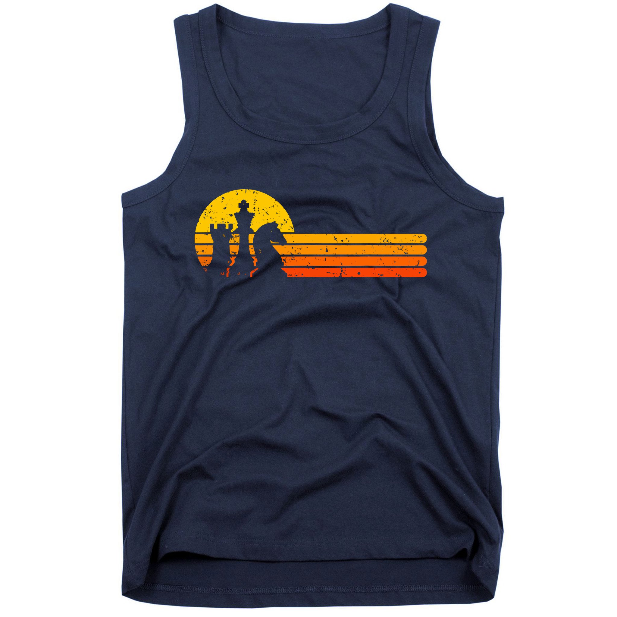 Vintage Chess Player Retro Sunset Design Chess Pieces Tank Top