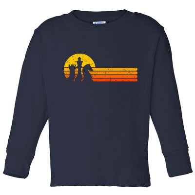 Vintage Chess Player Retro Sunset Design Chess Pieces Toddler Long Sleeve Shirt