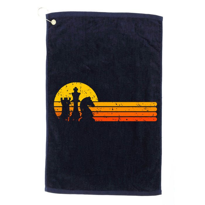 Vintage Chess Player Retro Sunset Design Chess Pieces Golf Towel