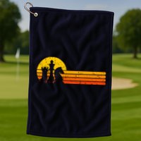 Vintage Chess Player Retro Sunset Design Chess Pieces Golf Towel