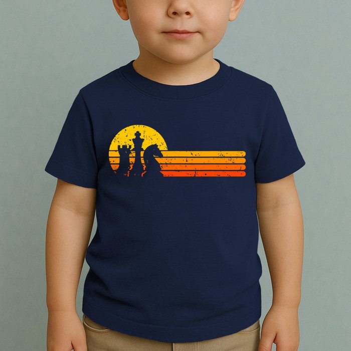 Vintage Chess Player Retro Sunset Design Chess Pieces Toddler T-Shirt