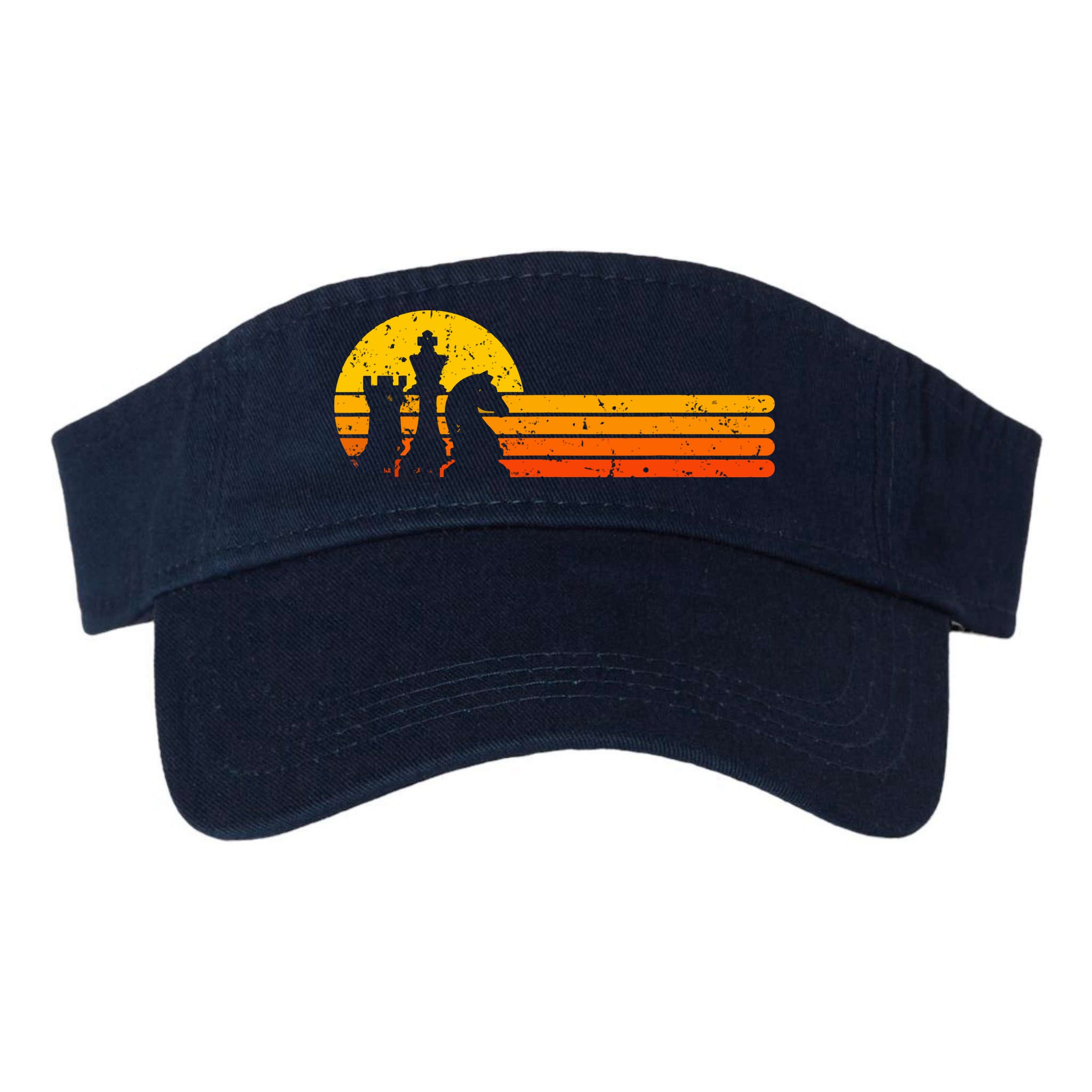 Vintage Chess Player Retro Sunset Design Chess Pieces Visor