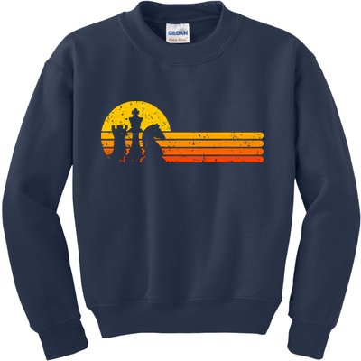 Vintage Chess Player Retro Sunset Design Chess Pieces Kids Sweatshirt