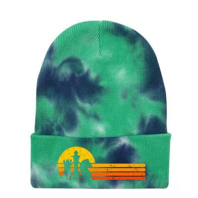 Vintage Chess Player Retro Sunset Design Chess Pieces Tie Dye 12in Knit Beanie