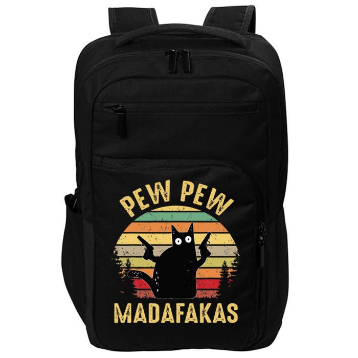 Vintage Cats Pew Pew Madafakas Funny Crazy Cat Lovers Gifts Impact Tech Backpack