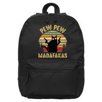 Vintage Cats Pew Pew Madafakas Funny Crazy Cat Lovers Gifts 16 in Basic Backpack