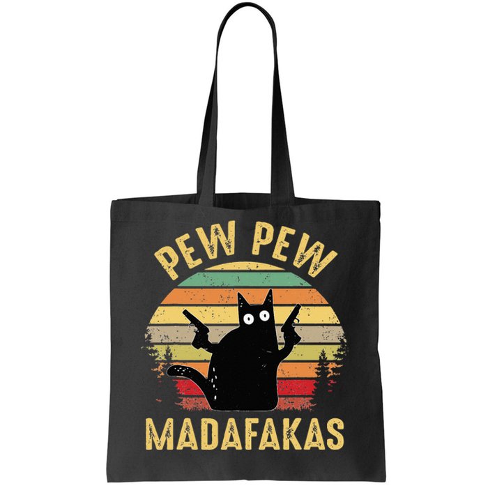 Vintage Cats Pew Pew Madafakas Funny Crazy Cat Lovers Gifts Tote Bag