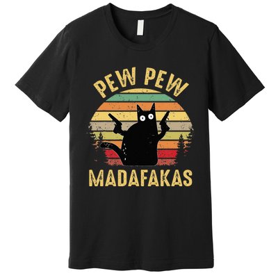 Vintage Cats Pew Pew Madafakas Funny Crazy Cat Lovers Gifts Premium T-Shirt