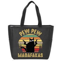 Vintage Cats Pew Pew Madafakas Funny Crazy Cat Lovers Gifts Zip Tote Bag