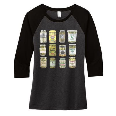 Vintage Canned Pickles Lovers Women's Tri-Blend 3/4-Sleeve Raglan Shirt