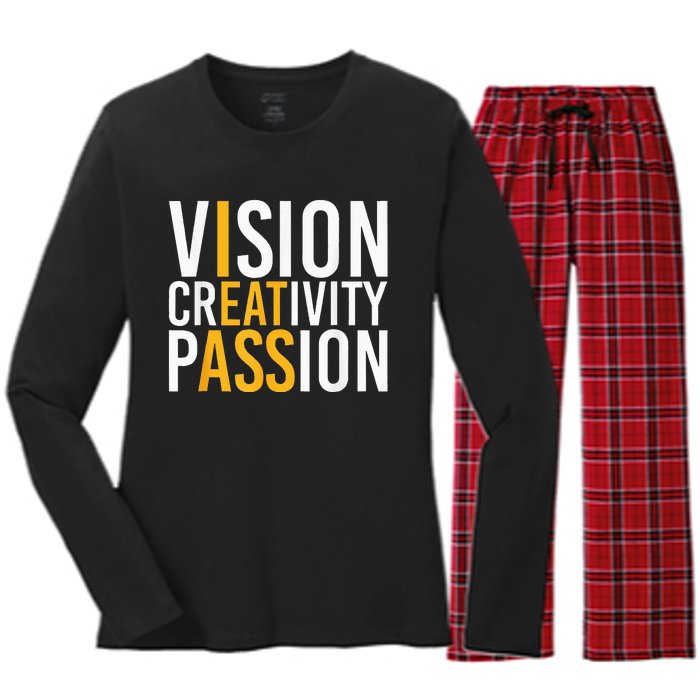 Vision Creativity Passion Women's Long Sleeve Flannel Pajama Set 