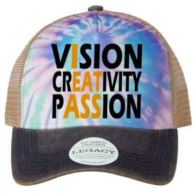 Vision Creativity Passion Funny Humor Legacy Tie Dye Trucker Hat