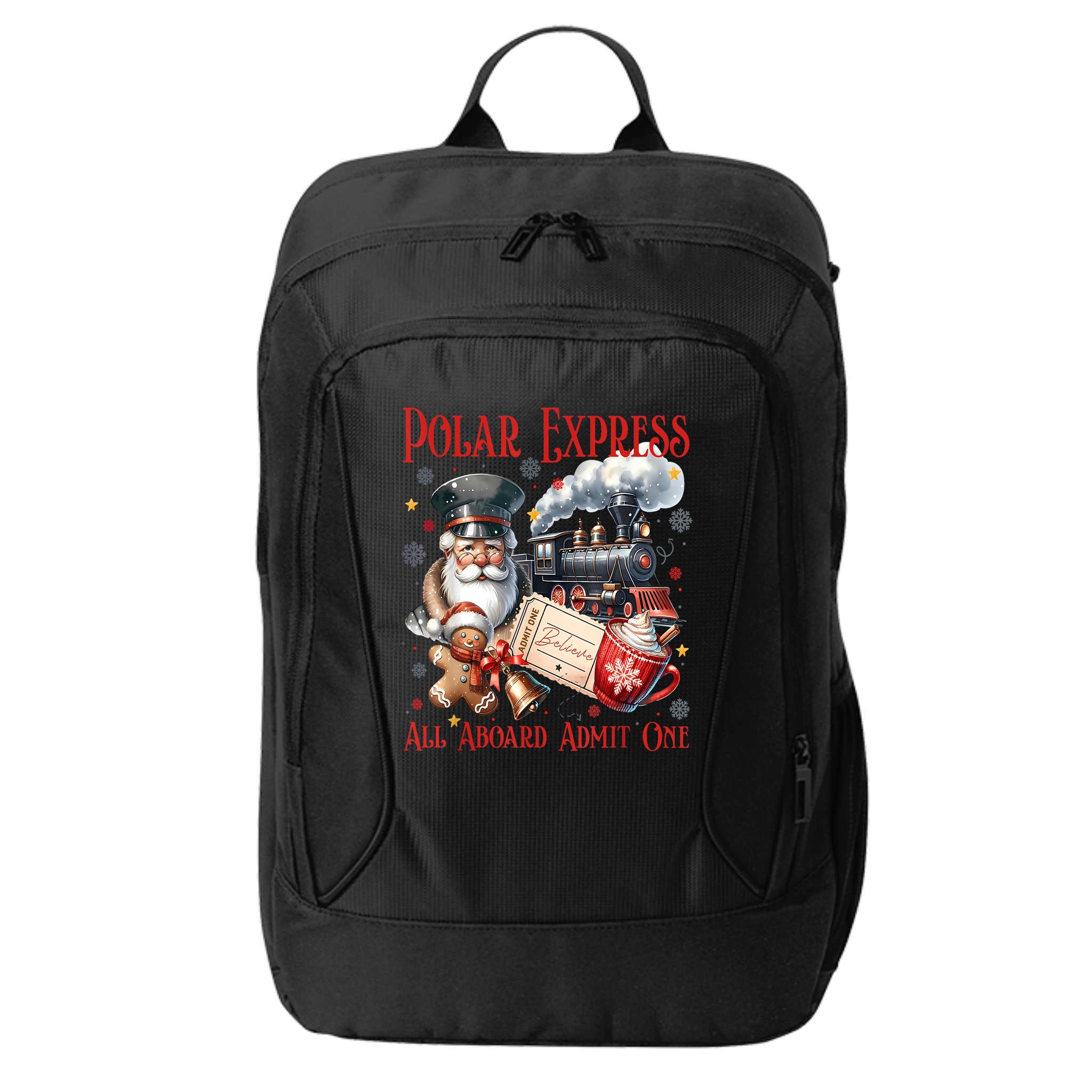 Vintage Christmas Polar .Express All Aboard Admit One Gift City Backpack