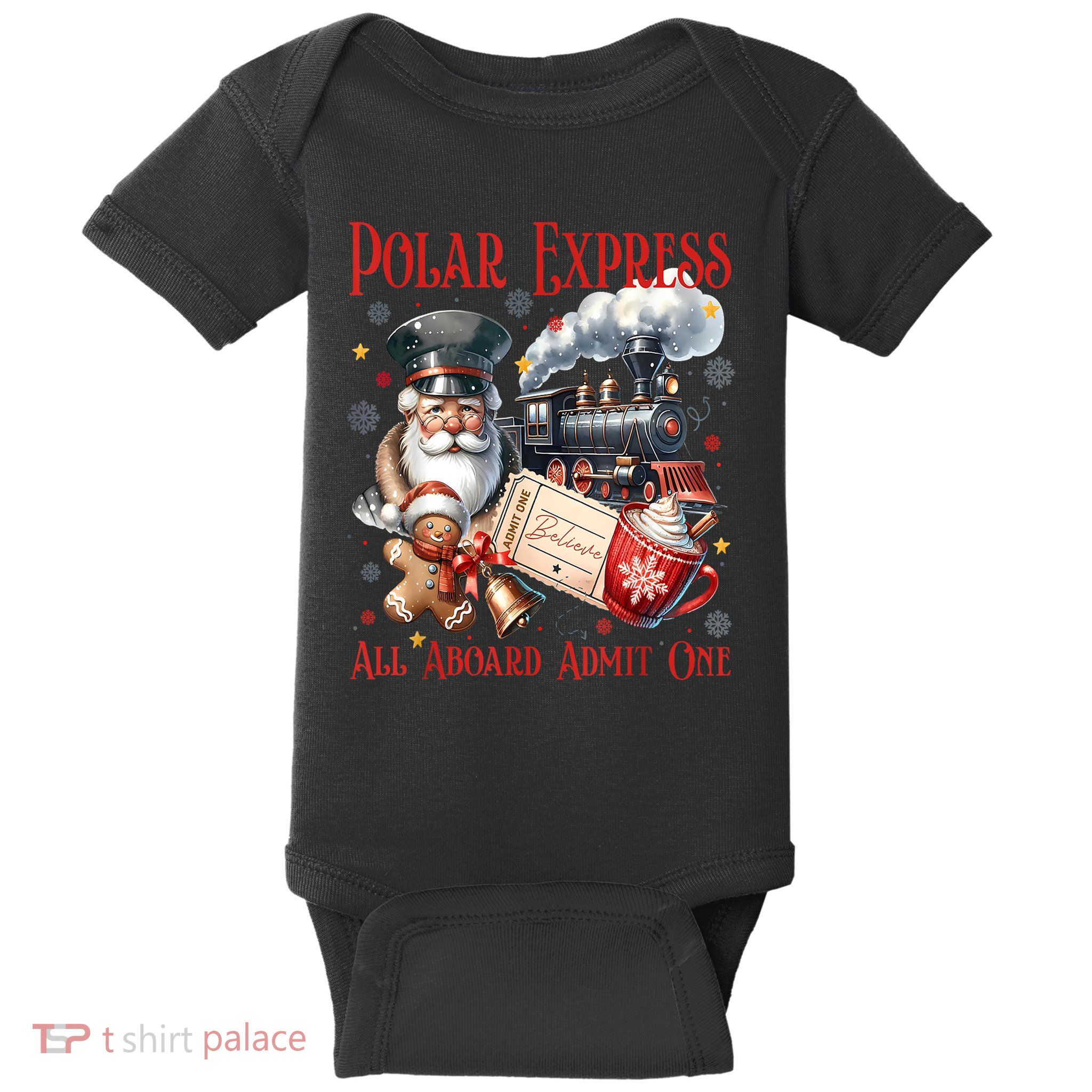 Vintage Christmas Polar .Express All Aboard Admit One Gift Baby Bodysuit