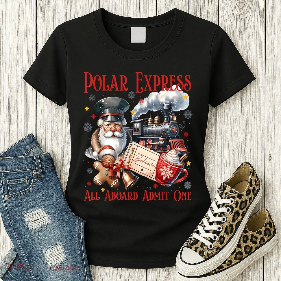 Vintage Christmas Polar .Express All Aboard Admit One Gift Womens T-Shirt