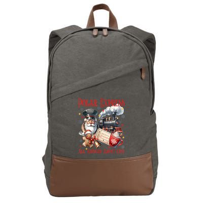 Vintage Christmas Polar .Express All Aboard Admit One Gift Cotton Canvas Backpack