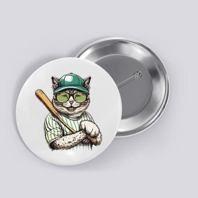 Vintage Cat Playing Baseball Baseball Bat Kitties Lover Button