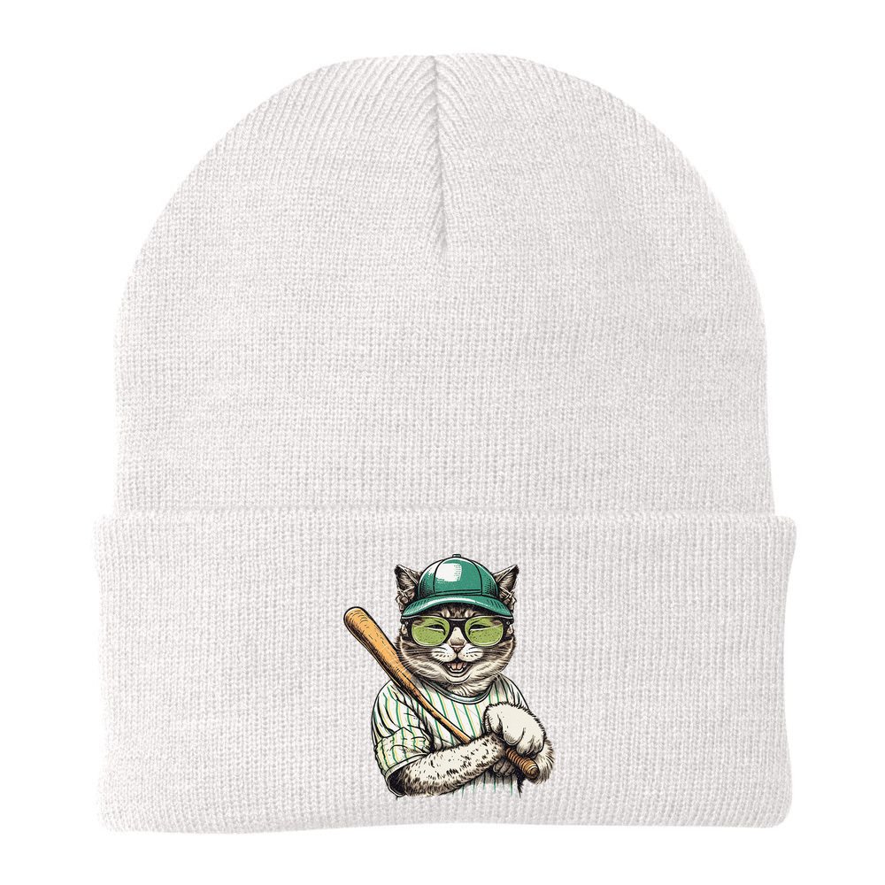 Vintage Cat Playing Baseball Baseball Bat Kitties Lover Beanie
