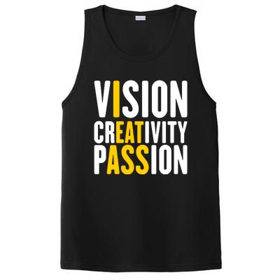 Vision Creativity Passion Funny Hidden Message I Eat Ass PosiCharge Competitor Tank