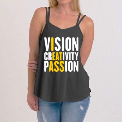 Vision Creativity Passion Funny Hidden Message I Eat Ass Women's Strappy Tank