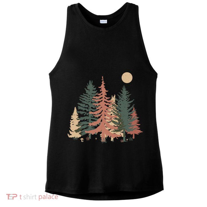 Vintage Colors Pine Tree Forest Ladies PosiCharge Tri-Blend Wicking Tank
