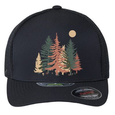 Vintage Colors Pine Tree Forest Flexfit Unipanel Trucker Cap