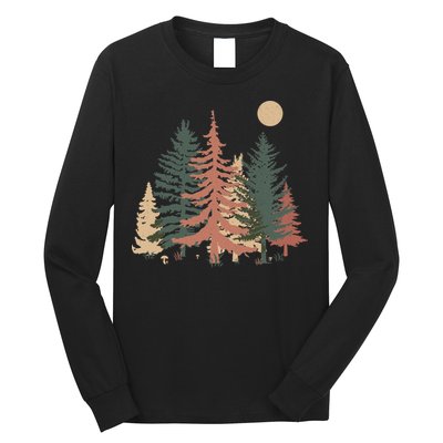 Vintage Colors Pine Tree Forest Long Sleeve Shirt
