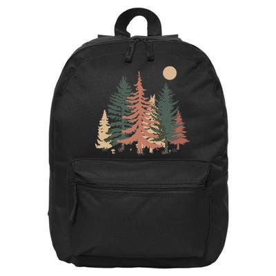Vintage Colors Pine Tree Forest 16 in Basic Backpack
