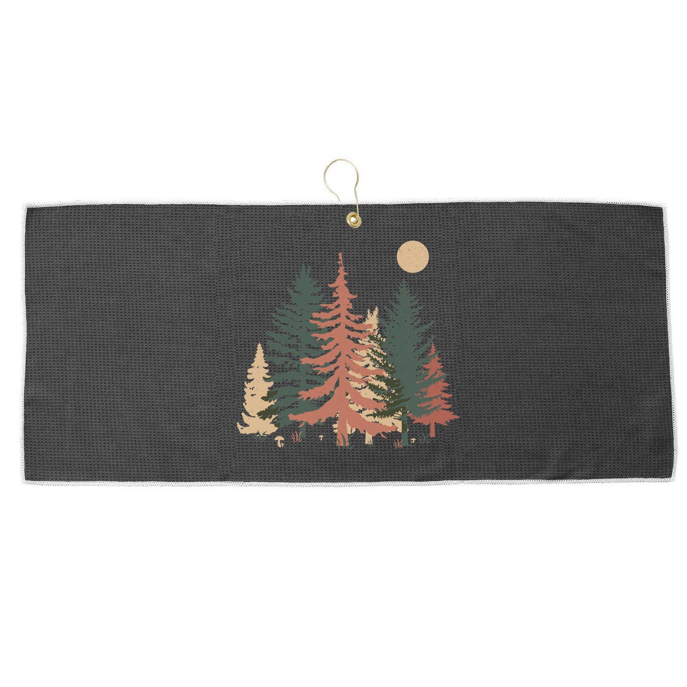 Vintage Colors Pine Tree Forest Large Microfiber Waffle Golf Towel