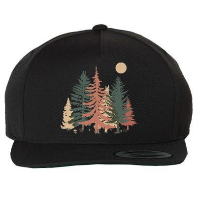 Vintage Colors Pine Tree Forest Wool Snapback Cap
