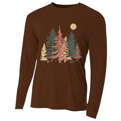 Vintage Colors Pine Tree Forest Cooling Performance Long Sleeve Crew