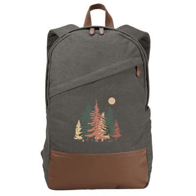 Vintage Colors Pine Tree Forest Cotton Canvas Backpack