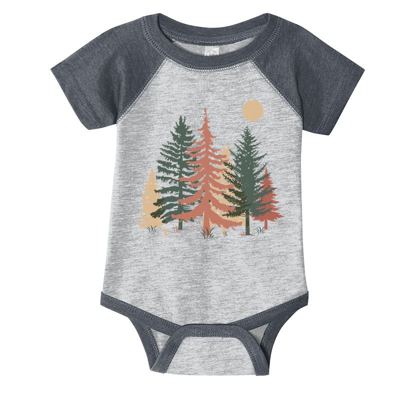 Vintage Colors Pine Tree Forest Infant Baby Jersey Bodysuit