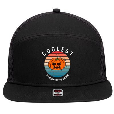 Vintage Coolest Pumpkin Happy Halloween Vibe Costume Gift 7 Panel Mesh Trucker Snapback Hat