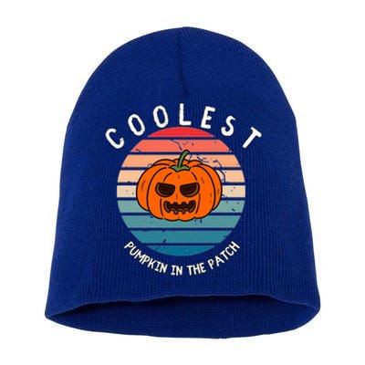 Vintage Coolest Pumpkin Happy Halloween Vibe Costume Gift Short Acrylic Beanie