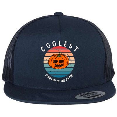 Vintage Coolest Pumpkin Happy Halloween Vibe Costume Gift Flat Bill Trucker Hat