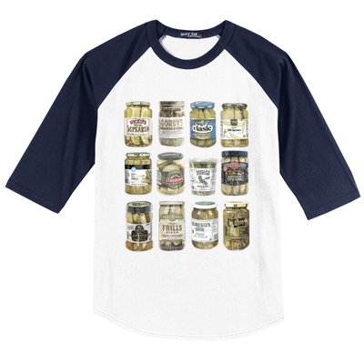 Vintage Canned Pickles Retro Pickles Lovers Canning Pickle Baseball Sleeve Shirt