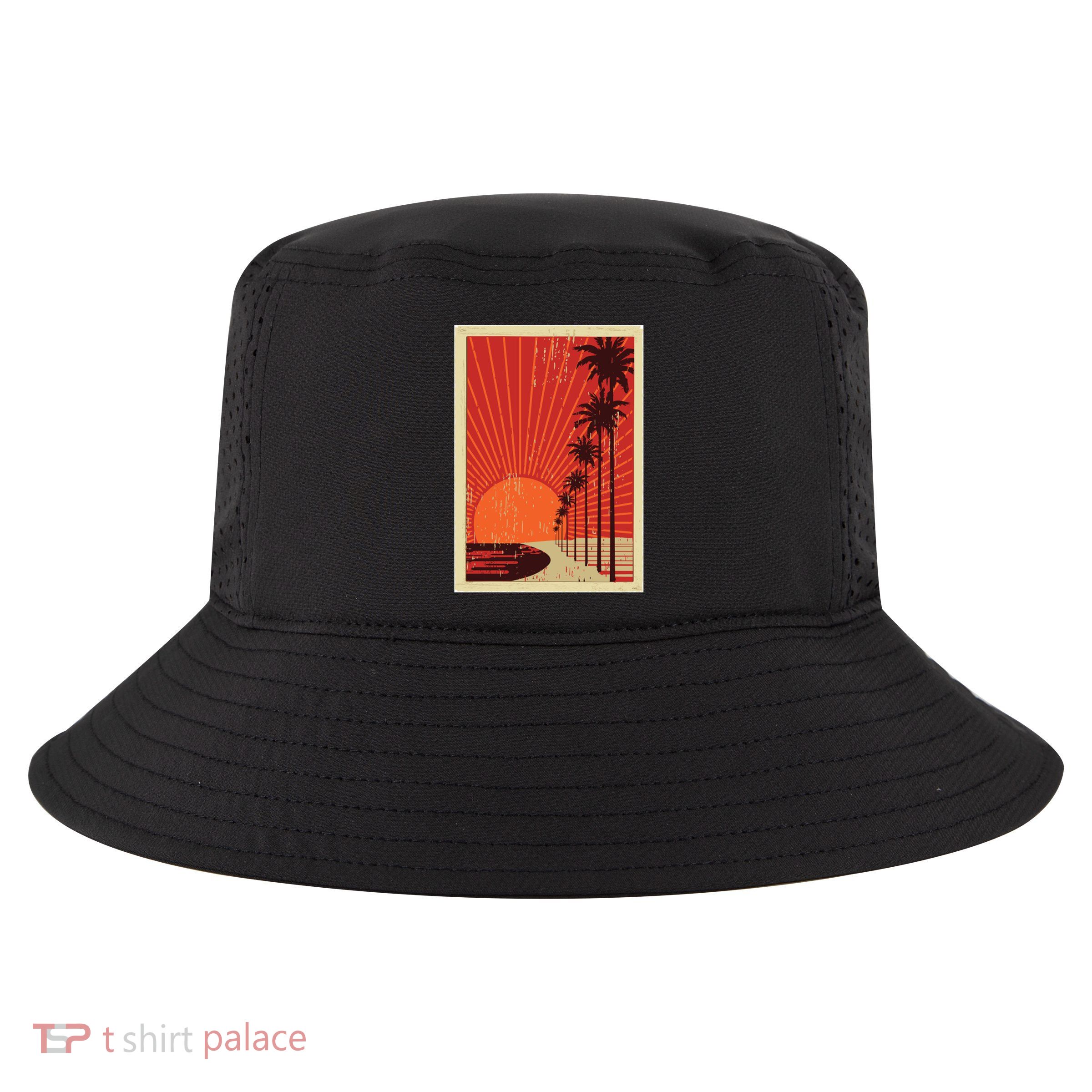 Vintage California Poster Sunset Beach Cool Comfort Performance Bucket Hat